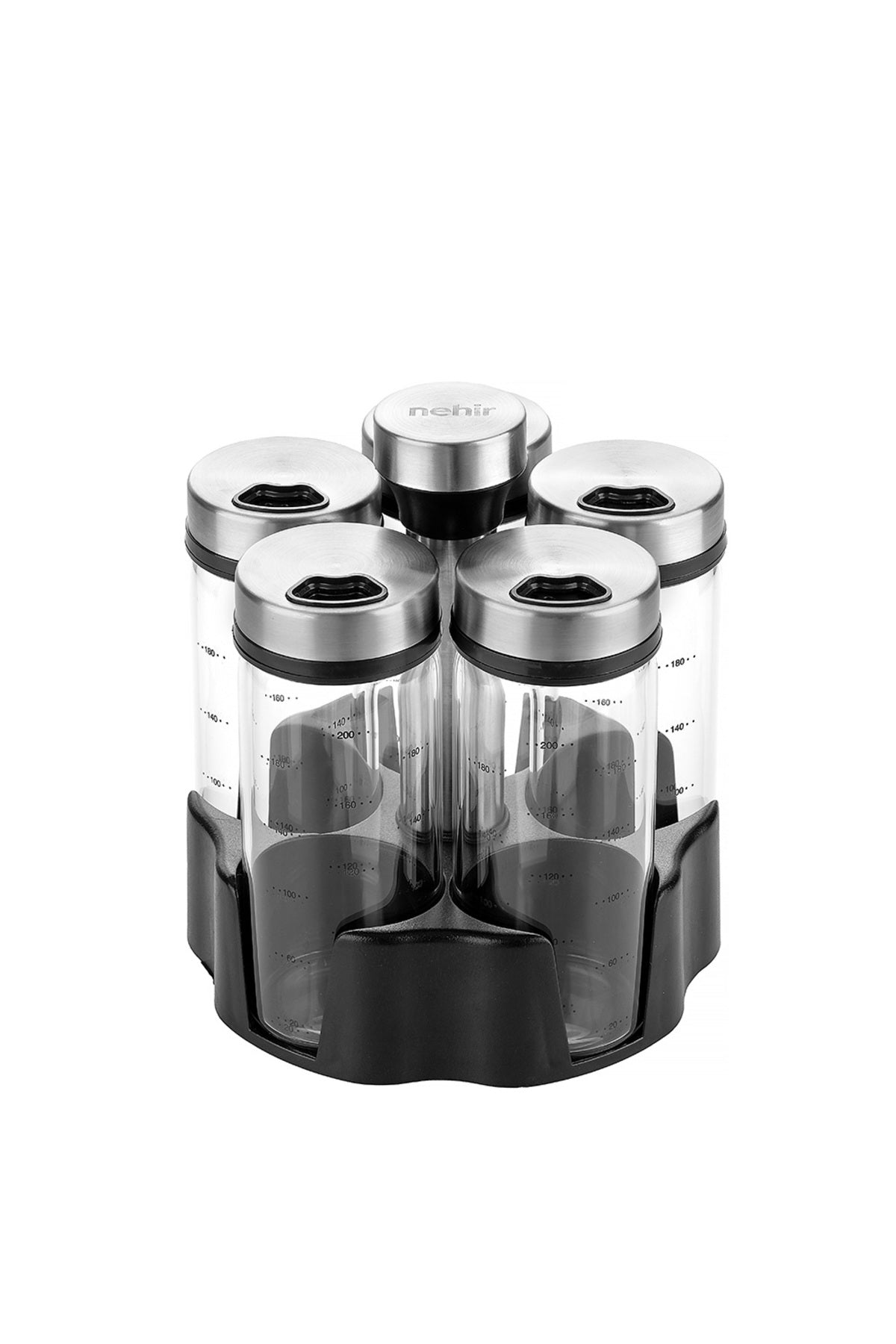 6 Parça Borosilikat Döner Standlı Baharatlık Seti