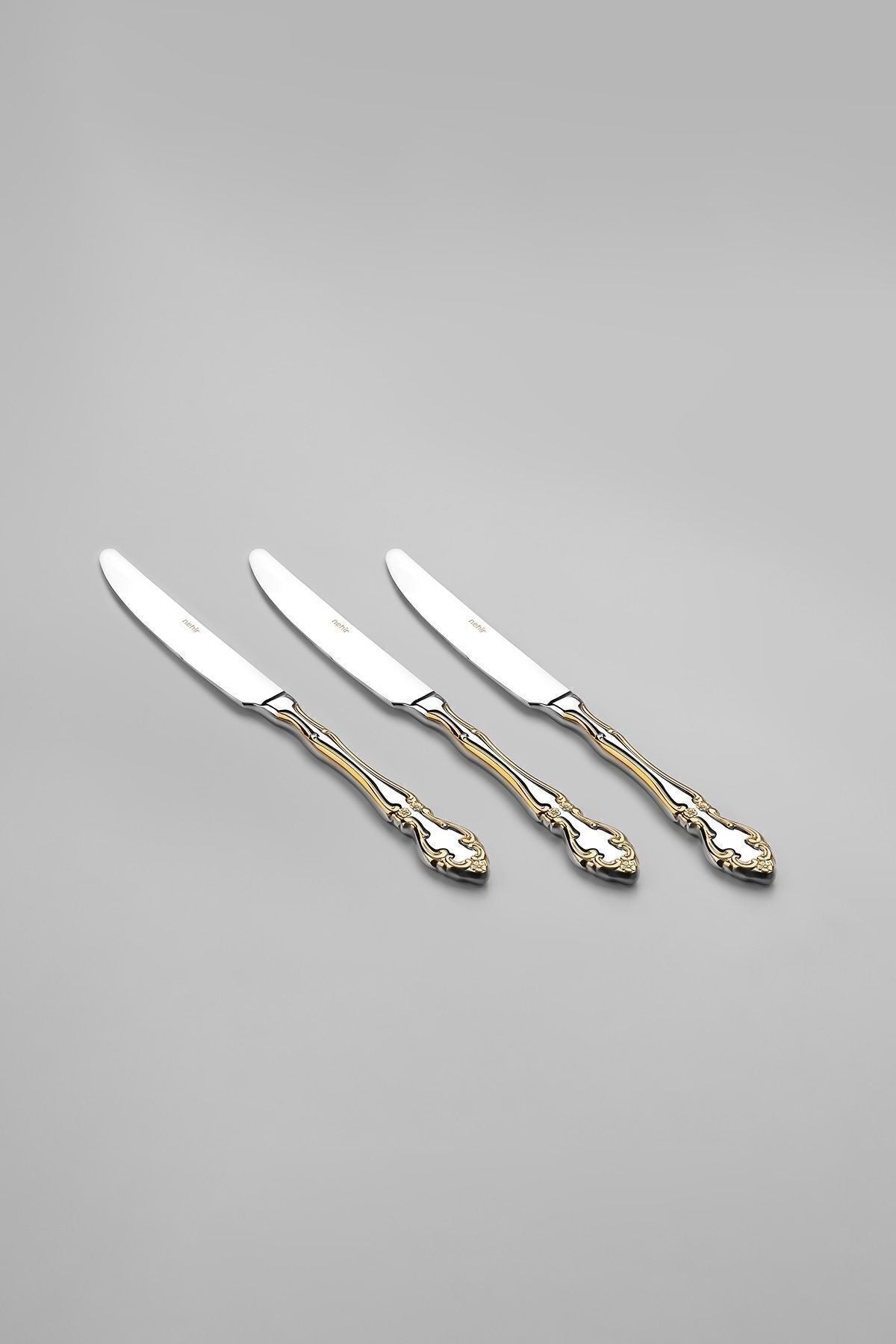 Adriana Altın Sade 12 Kişilik 72 Parça Kutulu Çatal Kaşık Bıçak Takımı