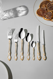 Adriana Gold Plain 12 Person 84 Piece Boxed Cutlery Set