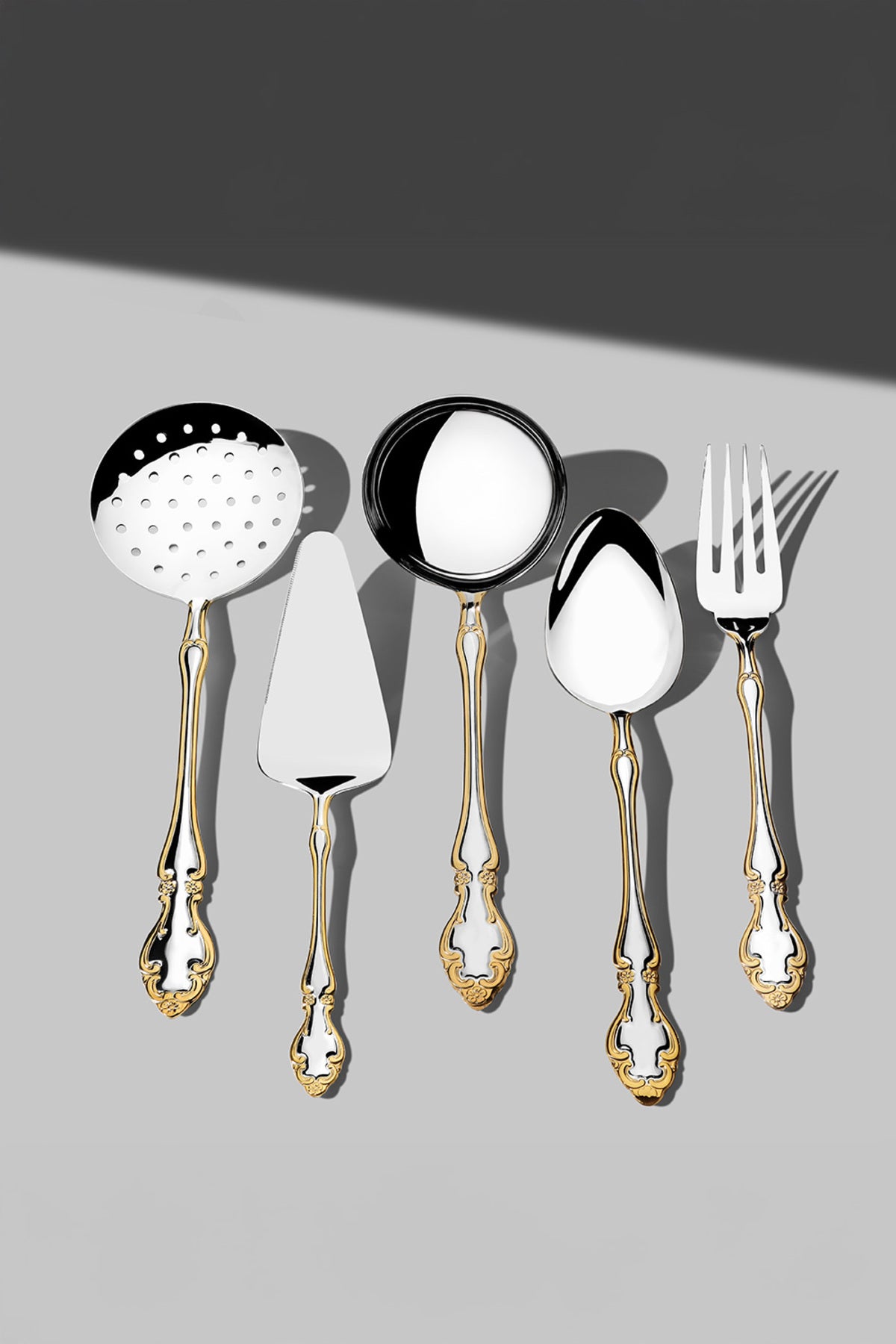 Adriana Altın Sade 12 Kişilik 89 Parça Deri Kutulu Çatal Kaşık Bıçak Takımı