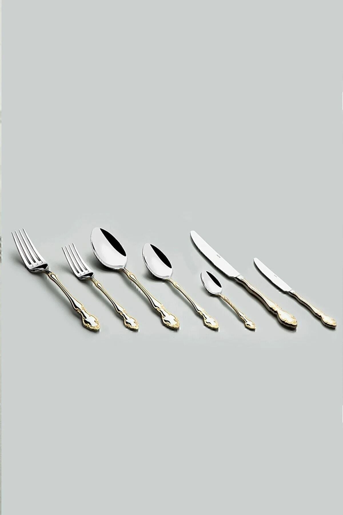 Adriana Gold Plain 12 Person 89 Piece Cutlery Set with Leather Box