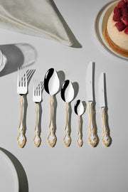 Adriana Gold Plain 12 Person 89 Piece Boxed Cutlery Set