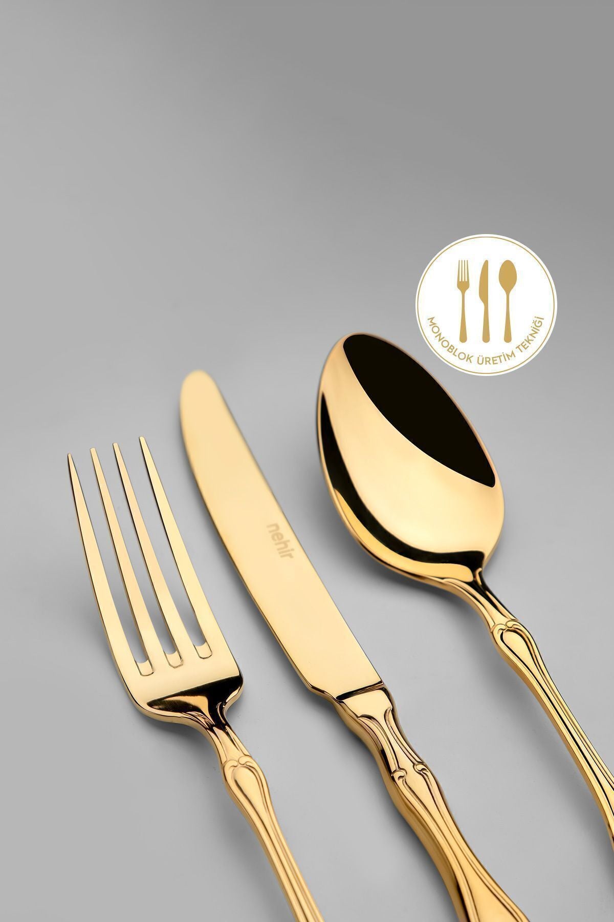 Adriana Full Altın 12 Kişilik 89 Parça Deri Kutulu Çatal Kaşık Bıçak Takımı