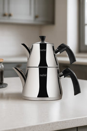 Almira Maxi Büyük Boy Paslanmaz Çelik 1.10-2.25 Lt. Çaydanlık Takımı