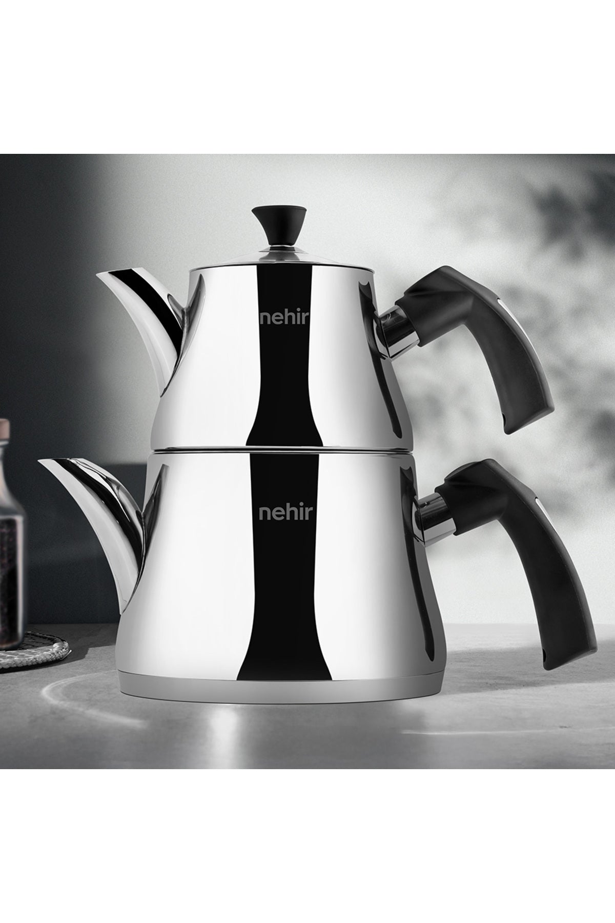 Almira Maxi Büyük Boy Paslanmaz Çelik 1.10-2.25 Lt. Çaydanlık Takımı