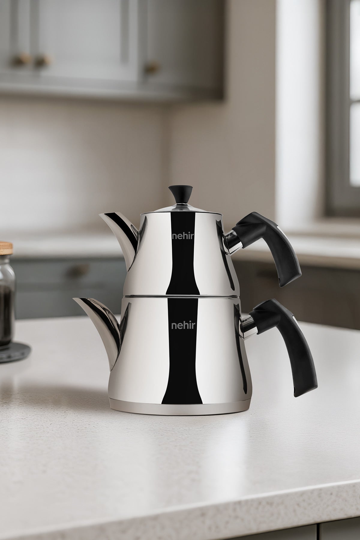 Almira Midi Orta Boy Paslanmaz Çelik 0.75-1.50 Lt. Çaydanlık Takımı