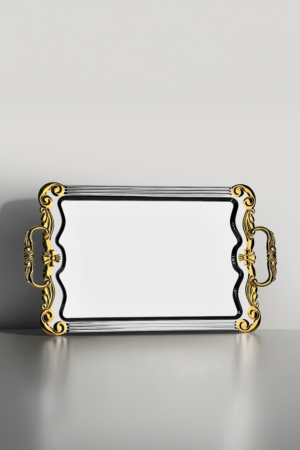 Babil Altın Sade Çelik Çay Tepsi