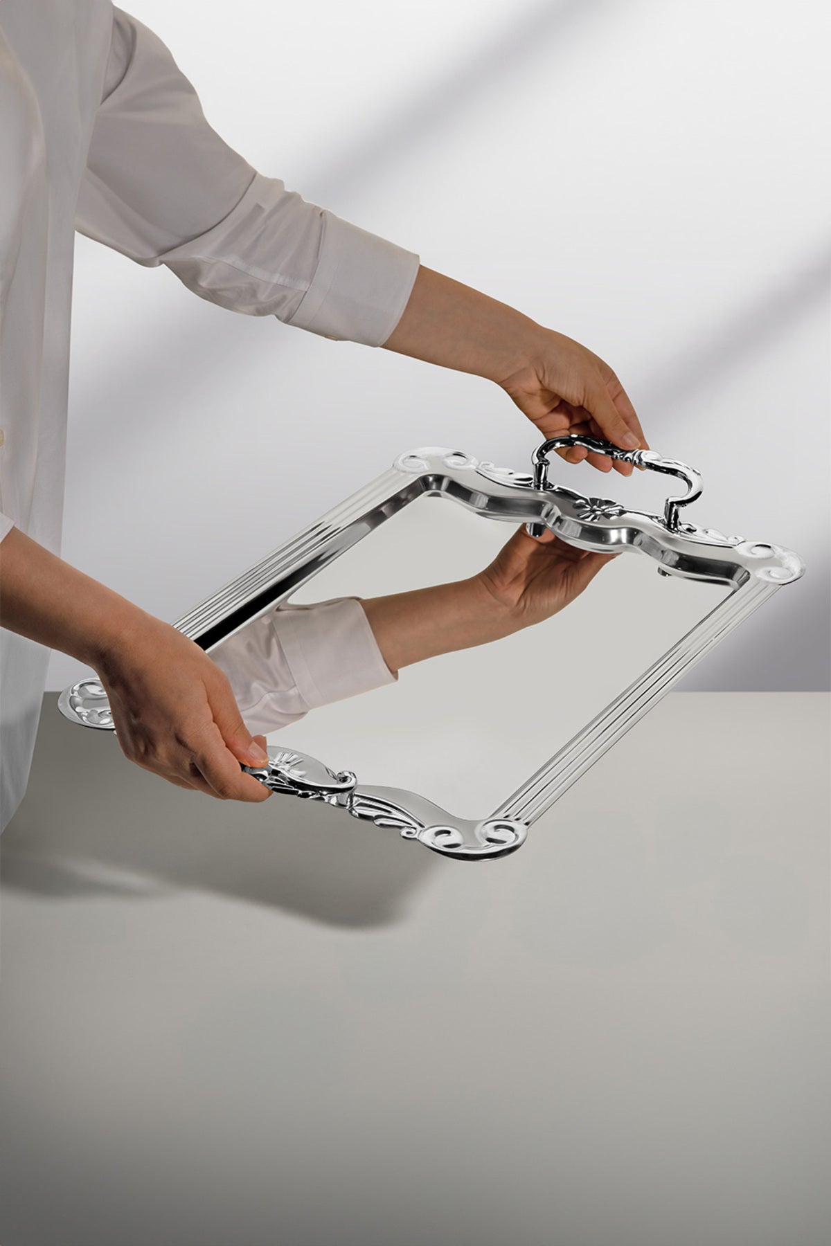 Babil Saten Çelik Çay Tepsi