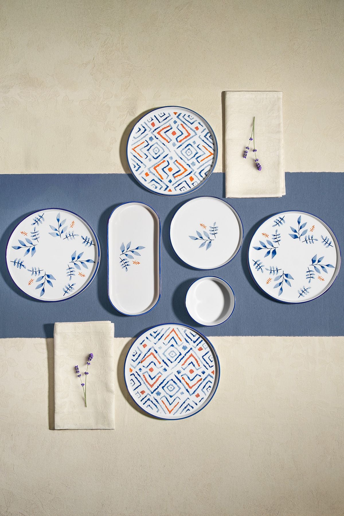 Blue Orange 6 Kişilik 13 Parça Seramik Kahvaltı Takımı