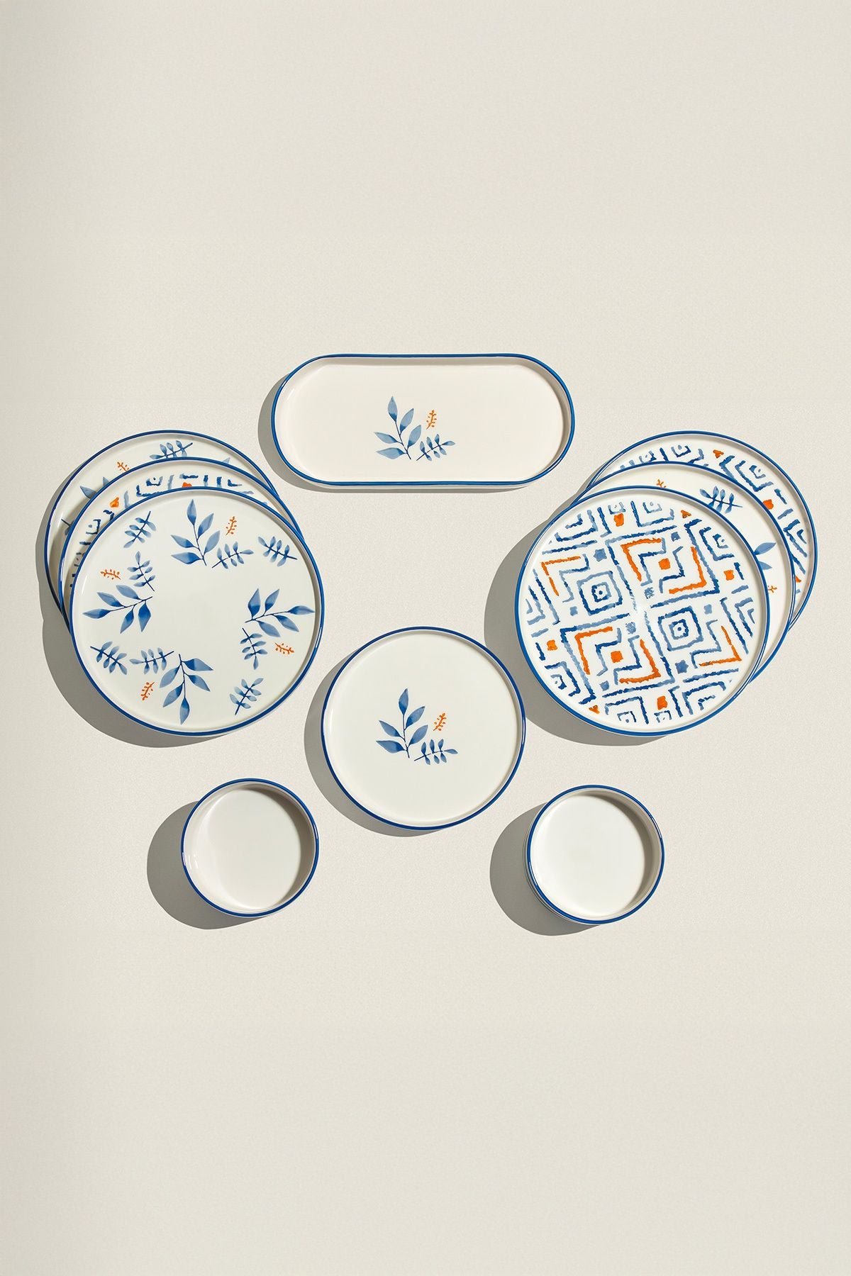 Blue Orange 6 Kişilik 13 Parça Seramik Kahvaltı Takımı