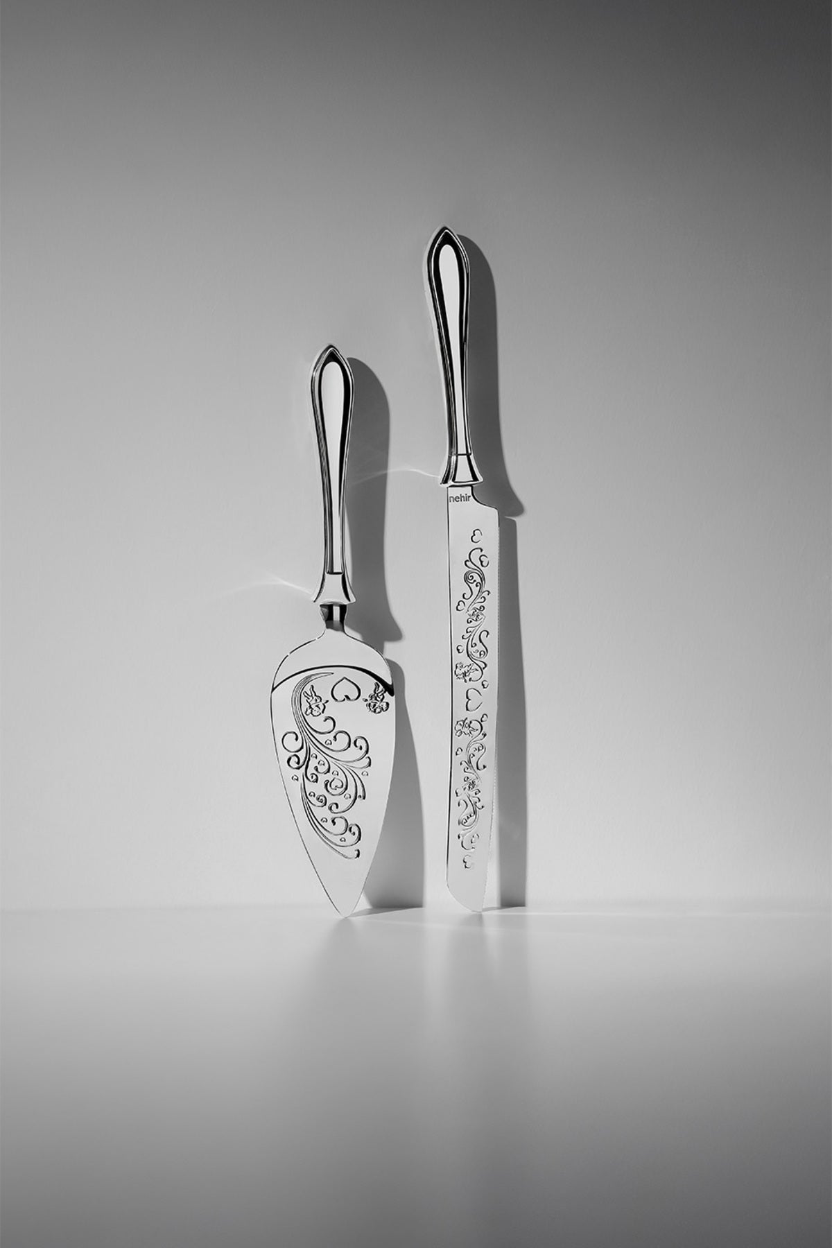 Defne Sade 2 Parça Paslanmaz Çelik Kek Servis Seti