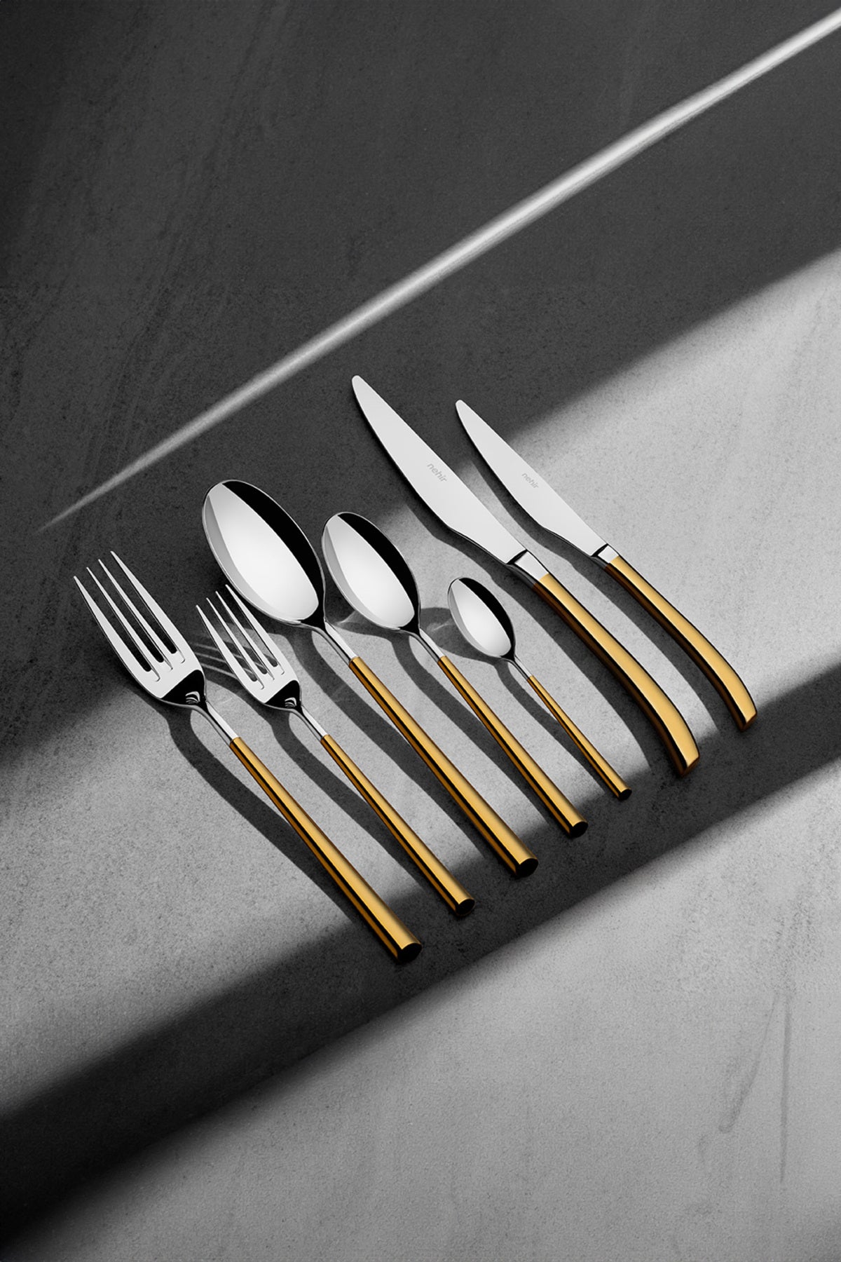 Elegance Gold Satin 84-Piece Leather Boxed Cutlery Set for 12 People