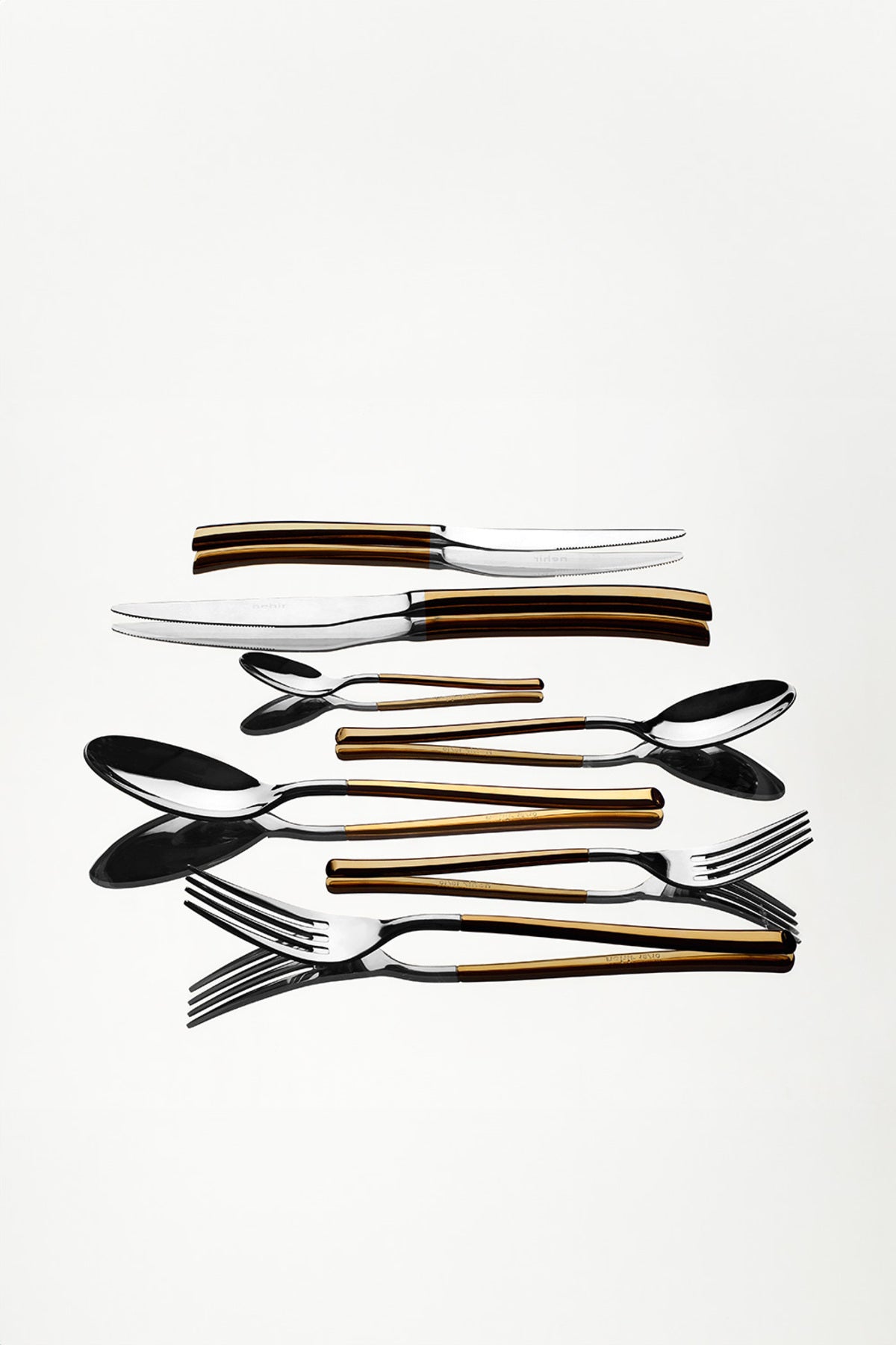 Elegance Gold Satin 84-Piece Leather Boxed Cutlery Set for 12 People