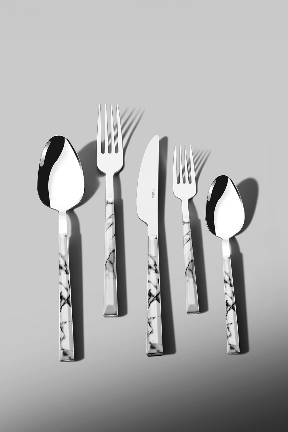 Flora White 6-Person Patterned 30-Piece Boxed Cutlery Set