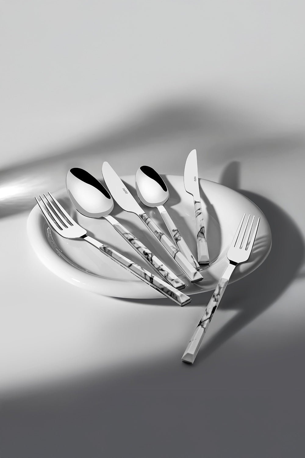 Flora White 6-Person Patterned 36-Piece Boxed Cutlery Set