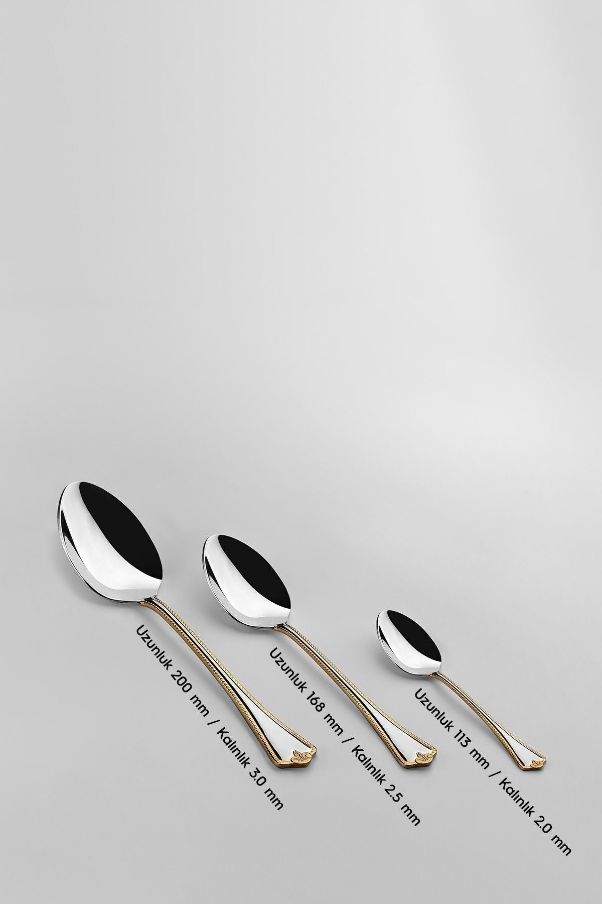 Fulya Altın Sade 12 Kişilik 60 Parça Kutulu Çatal Kaşık Takımı