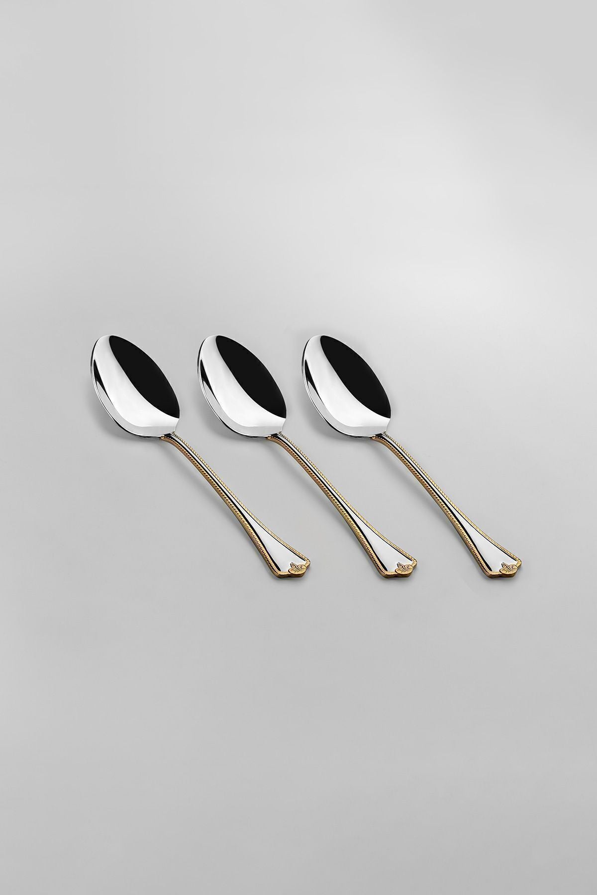 Fulya Altın Sade 12 Kişilik 60 Parça Kutulu Çatal Kaşık Takımı