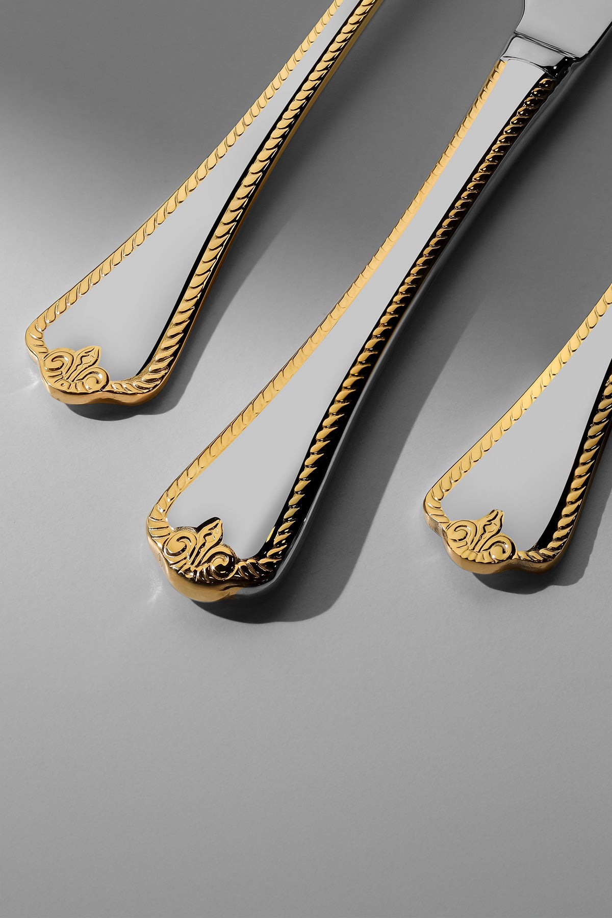 Fulya Altın Sade 12 Kişilik 89 Parça Kutulu Çatal Kaşık Bıçak Takımı