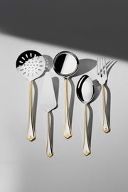 Fulya Gold Plain 5 Piece Stainless Steel Serving Set