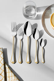 Fulya Altın Sade 6 Kişilik 30 Parça Kutulu Çatal Kaşık Takımı