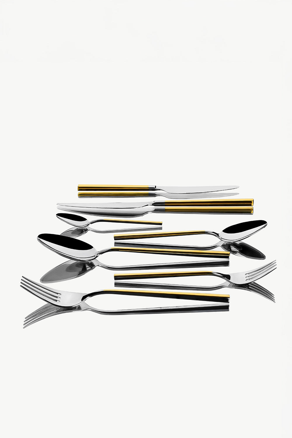 Gloria Gold Plain 12 Person 84 Piece Cutlery Set with Leather Box
