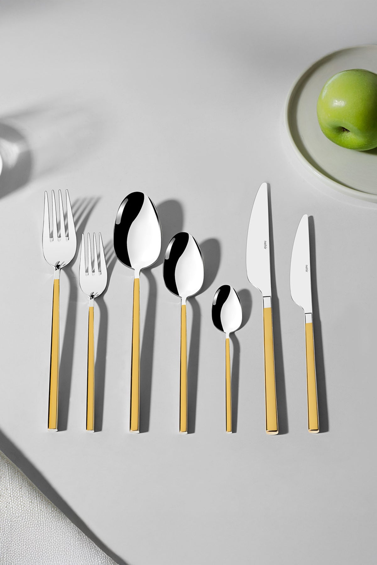 Gloria Altın Sade 12 Kişilik 84 Parça Kutulu Çatal Kaşık Bıçak Takımı