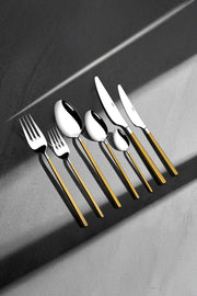 Gloria Altın Saten 12 Kişilik 84 Parça Deri Kutulu Çatal Kaşık Bıçak Takımı