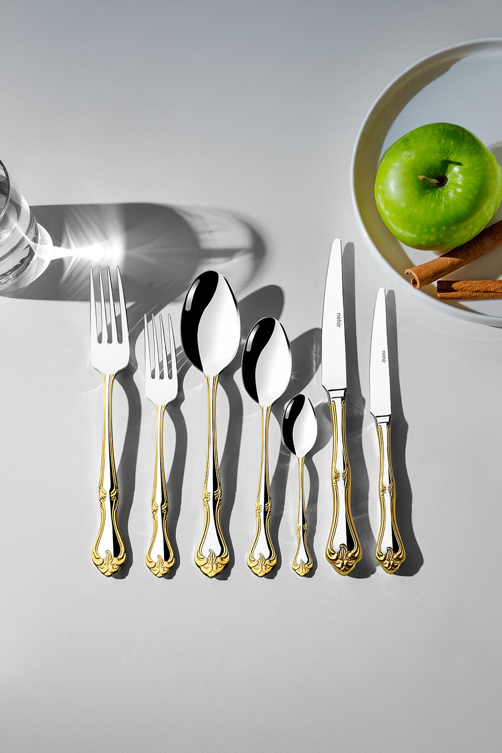 Lalezar Altın Sade 12 Kişilik 84 Parça Deri Kutulu Çatal Kaşık Bıçak Takımı