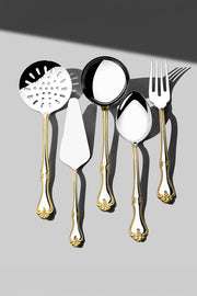 Lalezar Gold Plain 5 Piece Stainless Steel Serving Set