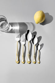 Lalezar Gold Plain 30 Piece Boxed Cutlery Set for 6 People