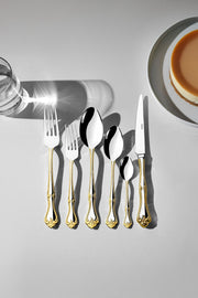 Lalezar Gold Plain 36 Piece Boxed Cutlery Set for 6 People