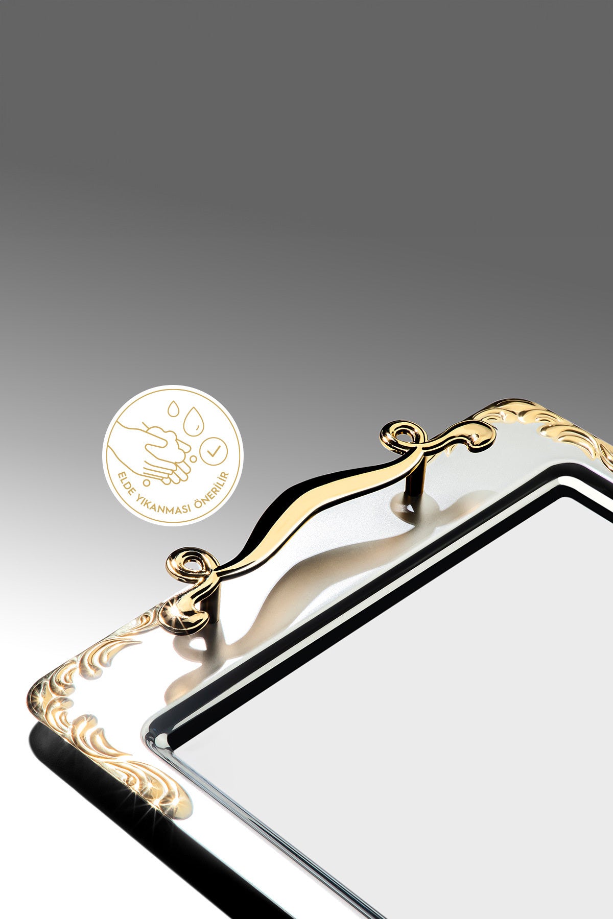 Lalezar Gold Plain Steel Tea Tray