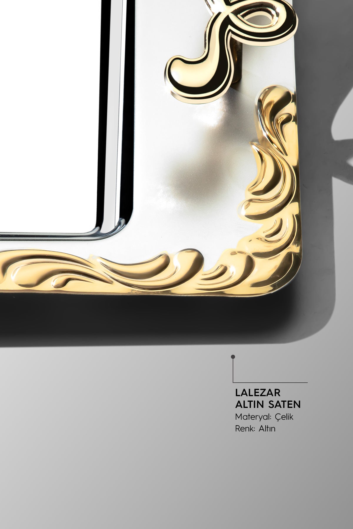 Lalezar Gold Plain Steel Tea Tray