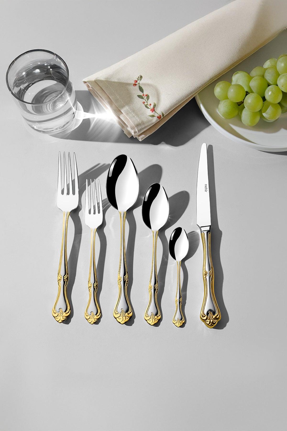 Lalezar Gold Satin 72 Piece Boxed Cutlery Set for 12 People