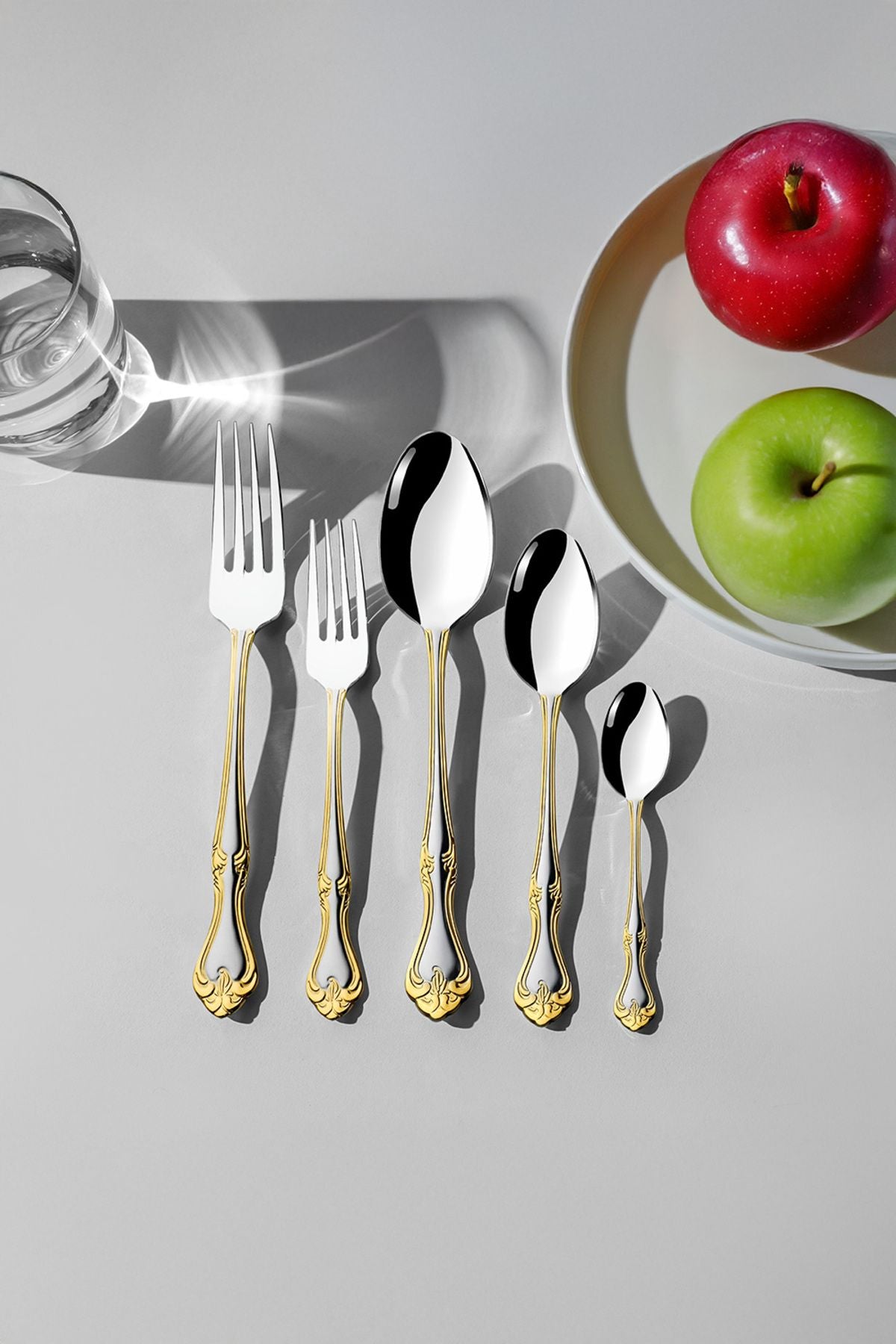 Lalezar Gold Satin 30 Piece Boxed Cutlery Set for 6 People
