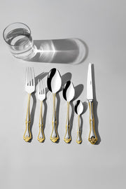 Lalezar Gold Satin 36 Piece Boxed Cutlery Set for 6 People
