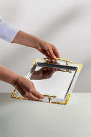 Lalezar Gold Satin Steel Coffee Tray