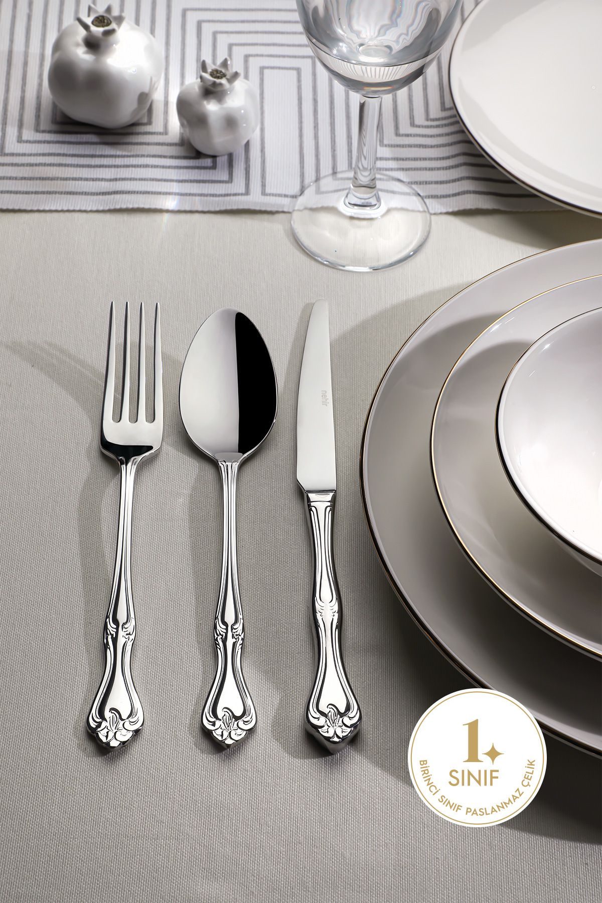 Lalezar Plain 18 Piece Boxed Cutlery Set for 6 People