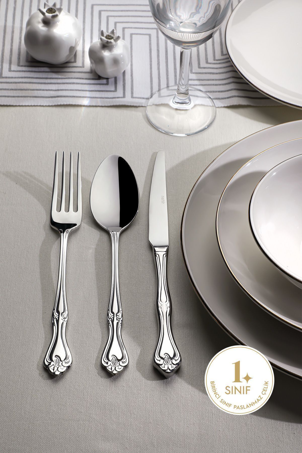 Lalezar Plain 36 Piece Boxed Cutlery Set for 6 People