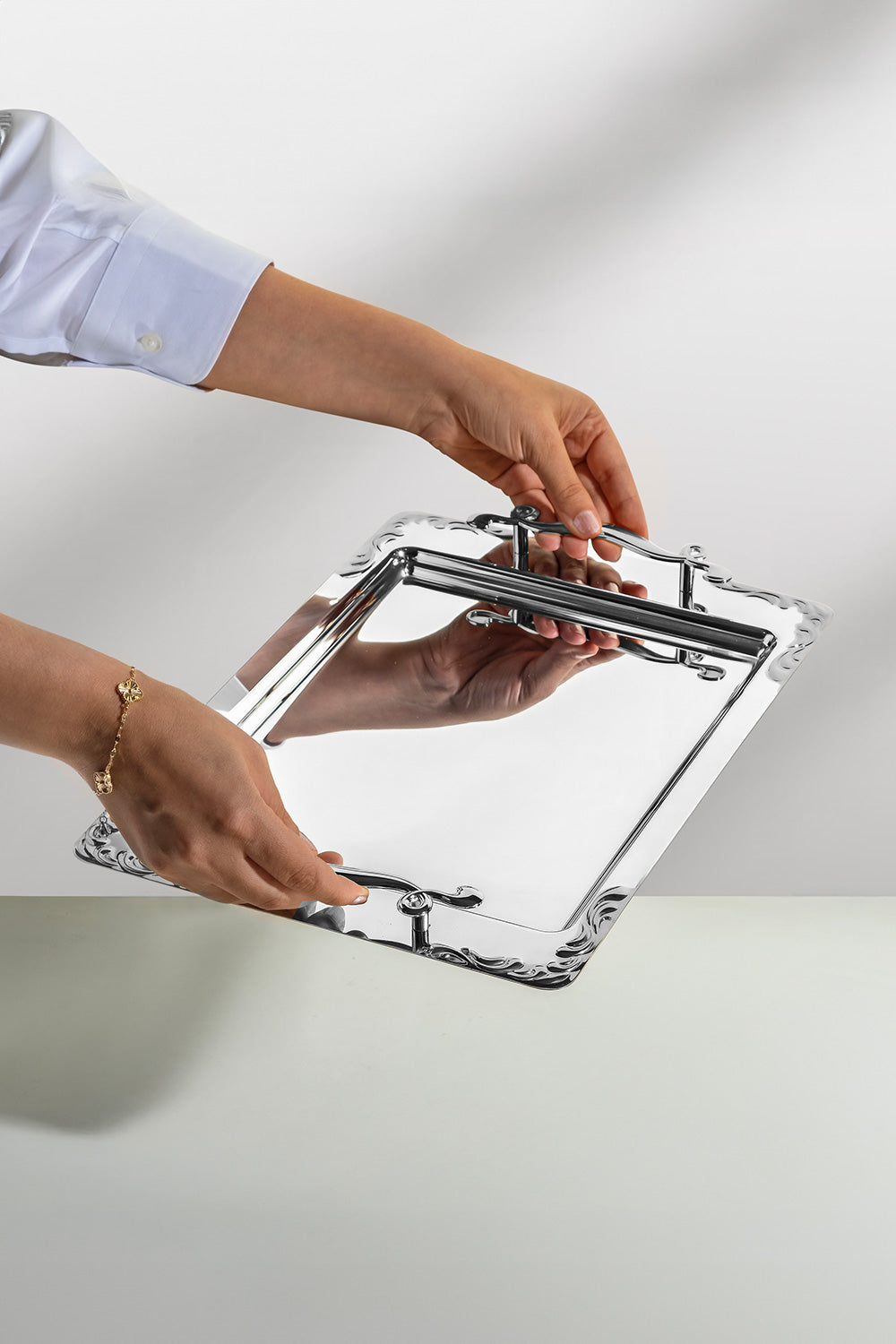 Lalezar Plain Steel Tea Tray