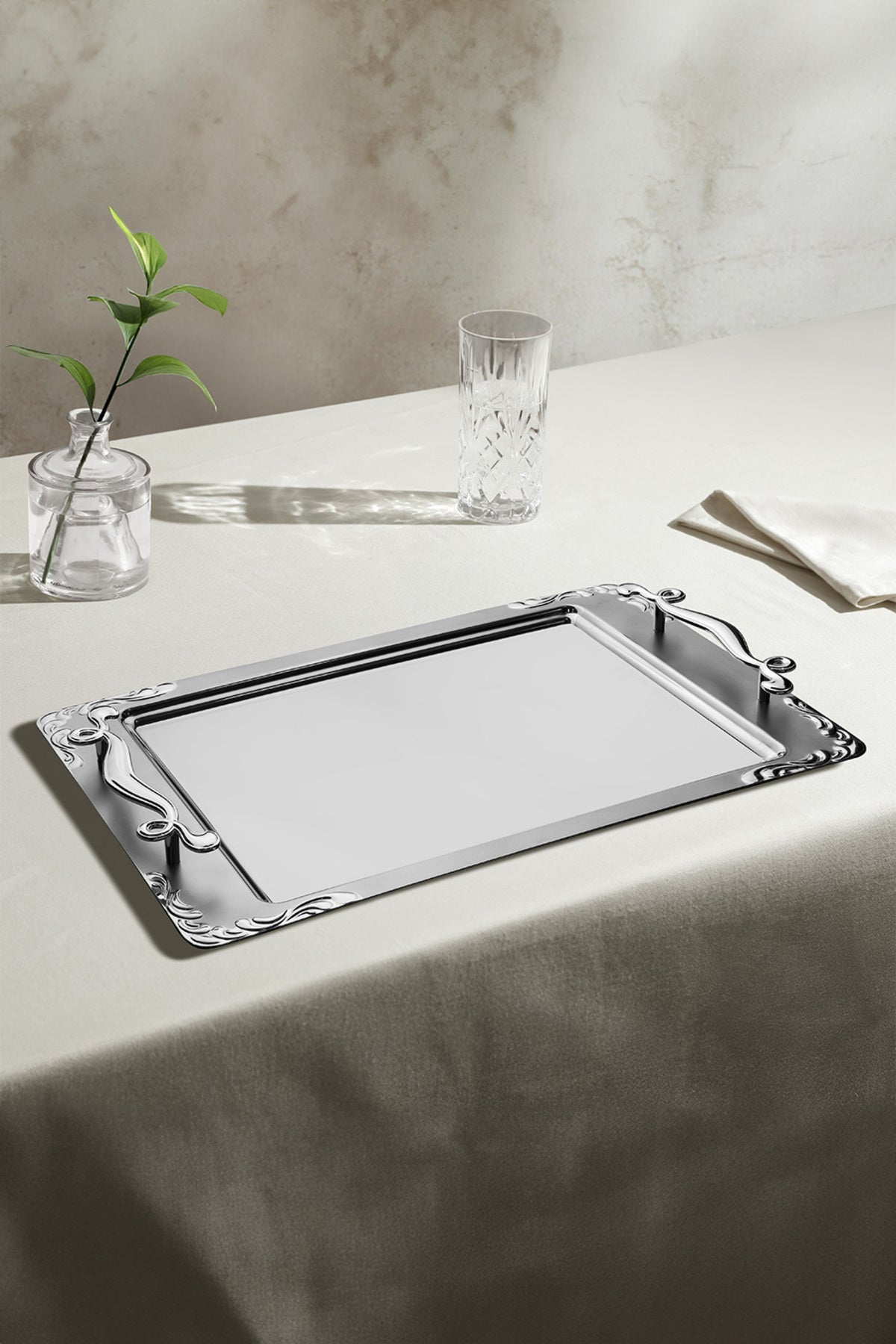 Lalezar Satin Steel Coffee Tray