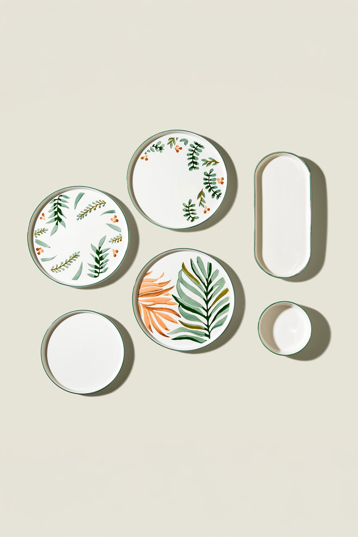 Leafy Garden 15 Piece Ceramic Breakfast Set for 6 People