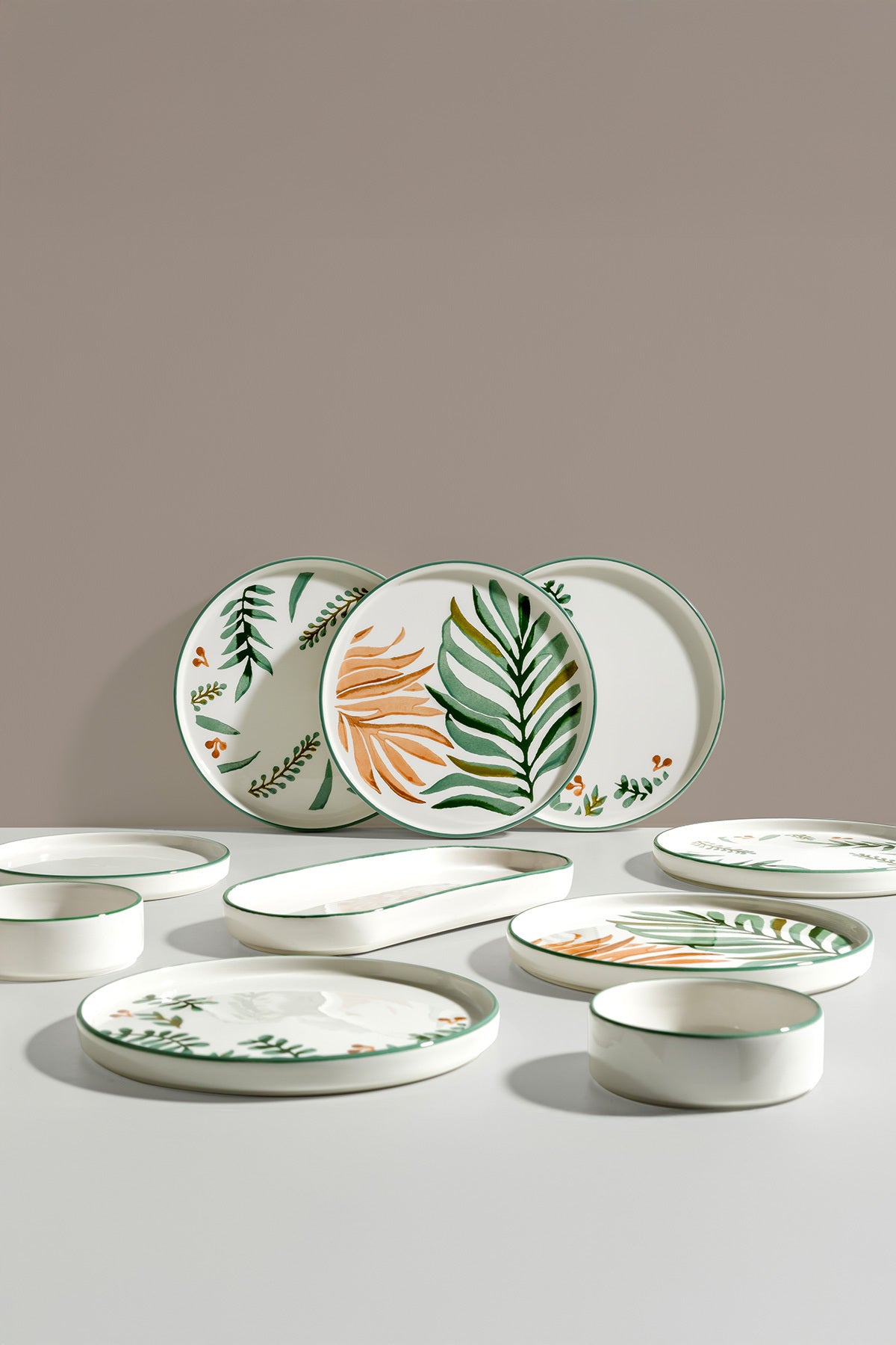 Leafy Garden 15 Piece Ceramic Breakfast Set for 6 People