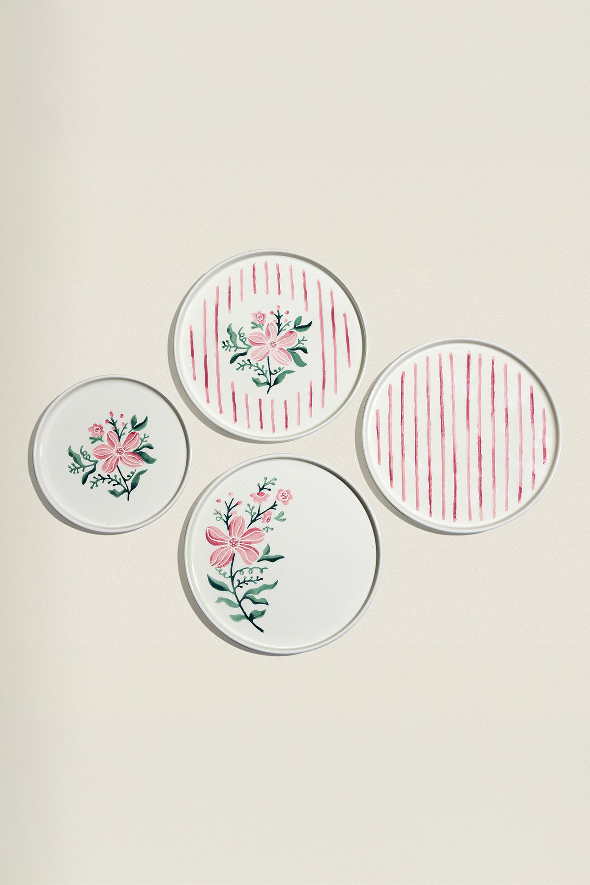 Line Flowers 13 Piece Ceramic Breakfast Set for 6 People