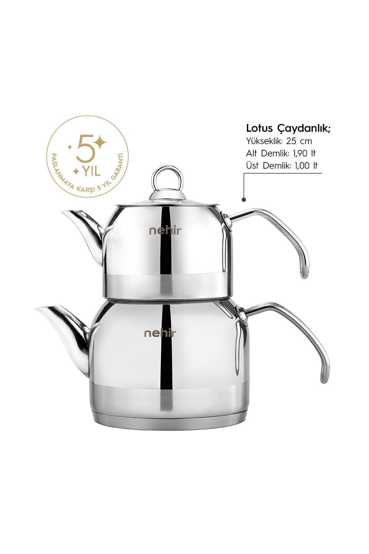 Lotus Midi Medium Size Stainless Steel 1.0-1.9 Lt. Teapot Set