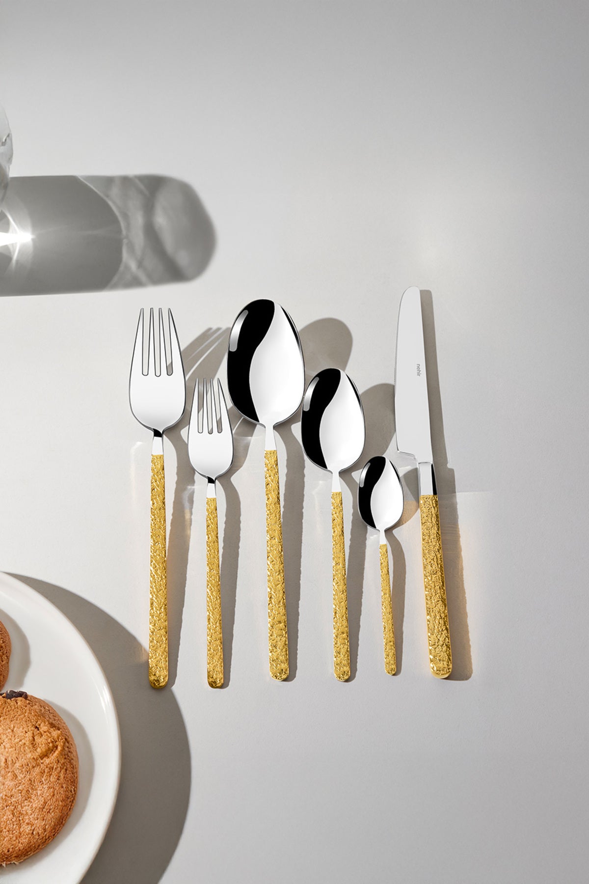 Lyon Altın Sade 6 Kişilik 36 Parça Kutulu Çatal Kaşık Bıçak Takımı