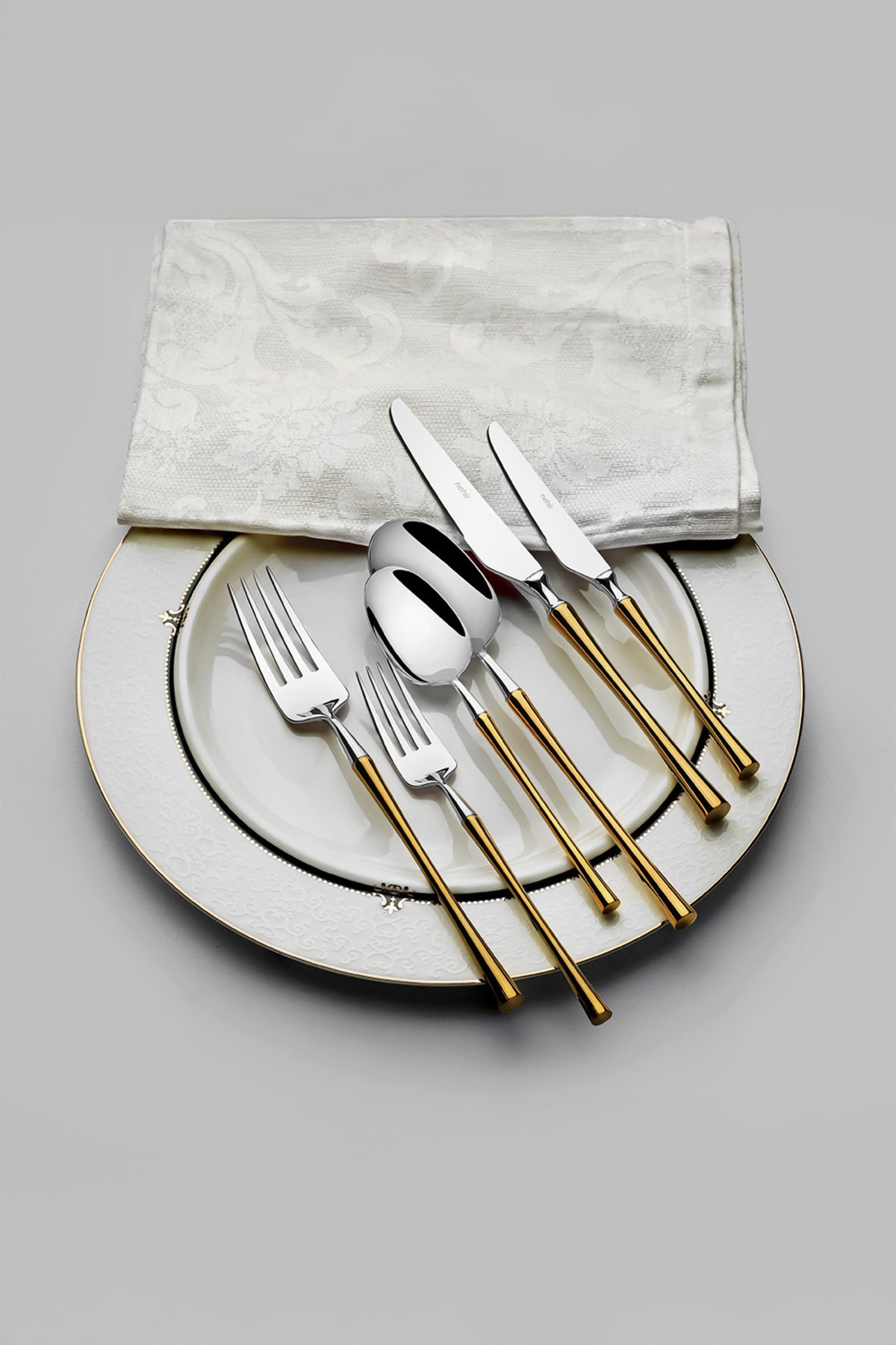 Marbella Gold Satin 84 Piece Boxed Cutlery Set for 12 People