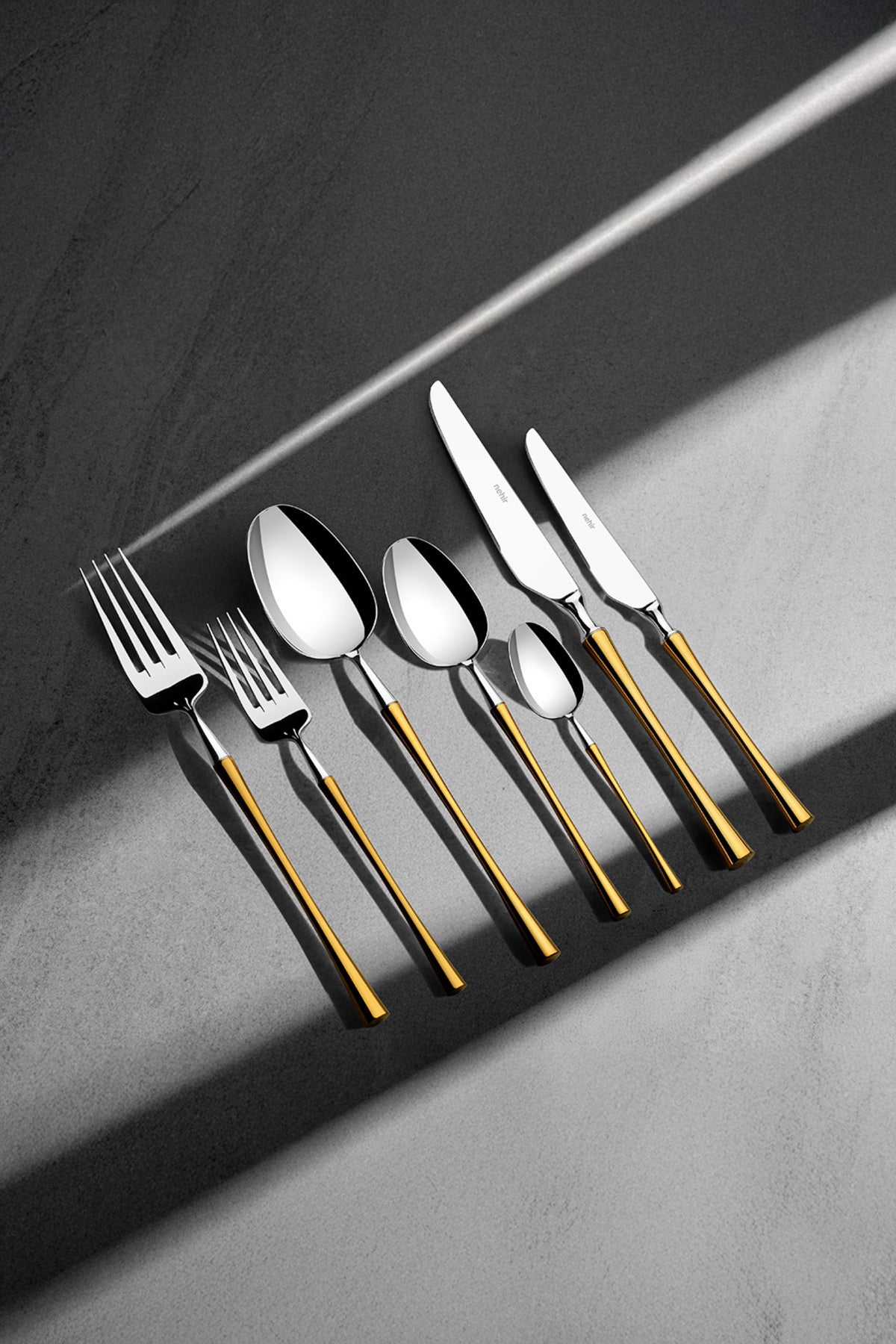 Marbella Gold Satin 84 Piece Boxed Cutlery Set for 12 People