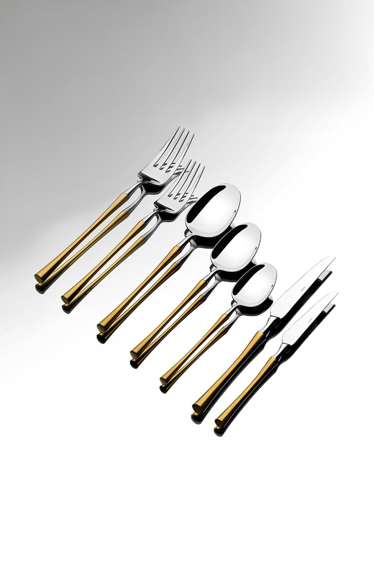 Marbella Gold Satin 84 Piece Leather Cutlery Set for 12 People
