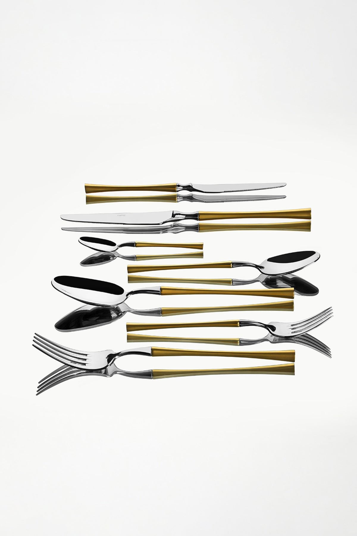 Marbella Gold Satin 84 Piece Leather Cutlery Set for 12 People